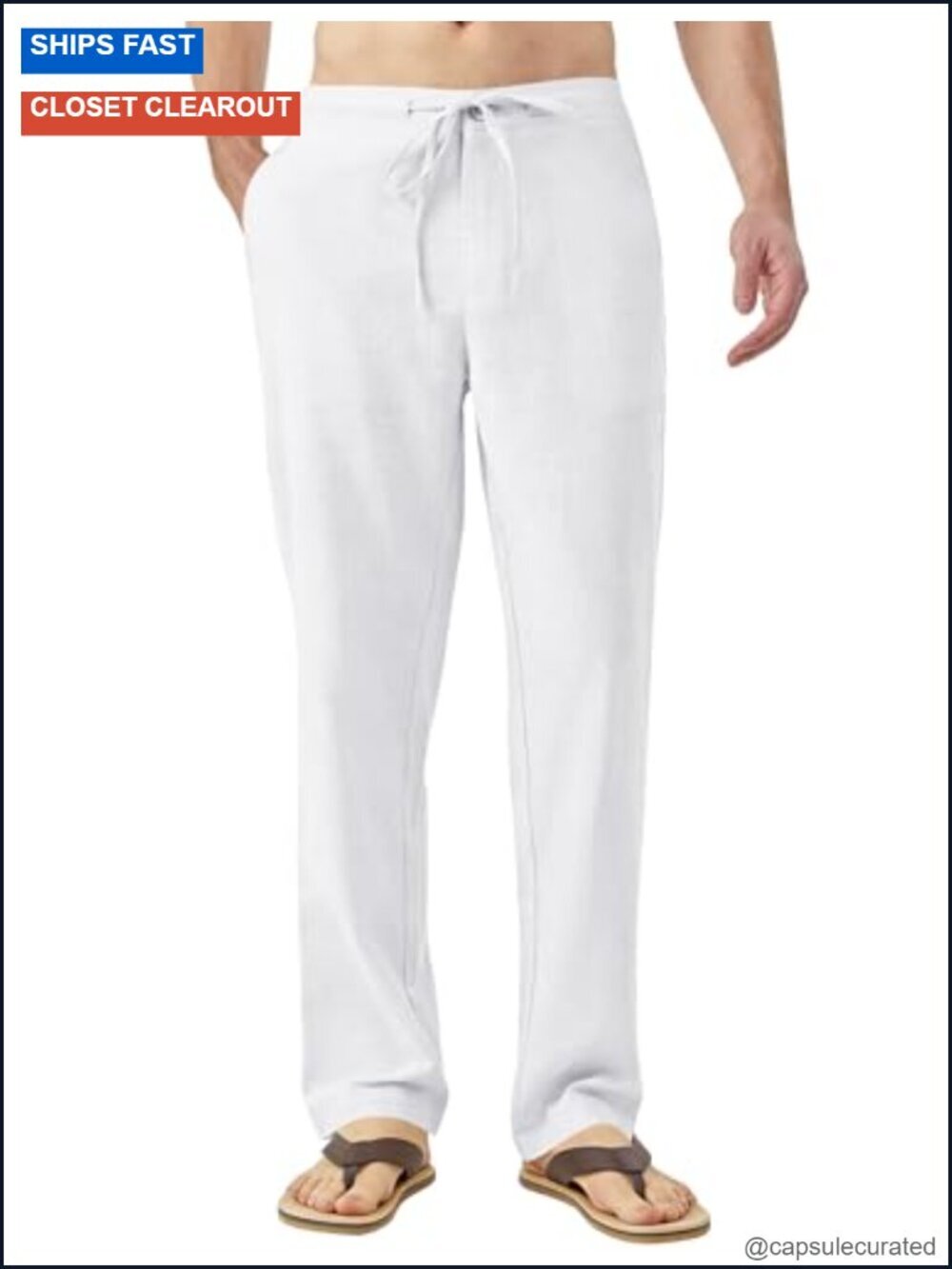 Tall Linen Pants 32-38 Inseam Elastic Waist Drawstring Lightweight Summer